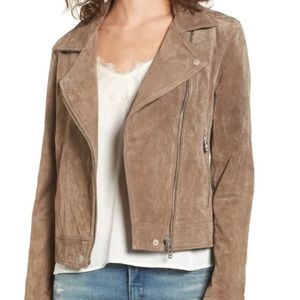 Blank NYC suede/leather moto jacket - medium, color mushroom/french taupe (tan)